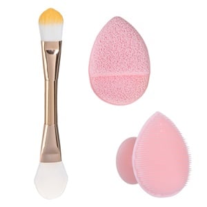 Set pentru Aplicat Masca Fata cu Pensula & Perie de Exfoliere - 3 piese