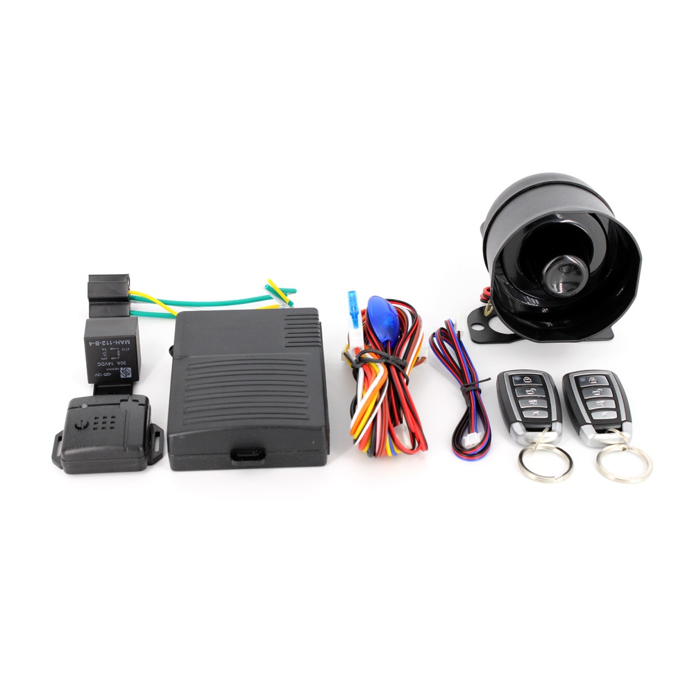 Alarma auto Carguard CAR001, 2 telecomenzi, mod mut, mod panica, senzor de soc, functie localizare vehicul, armare automata, sirena cu 6 tonuri