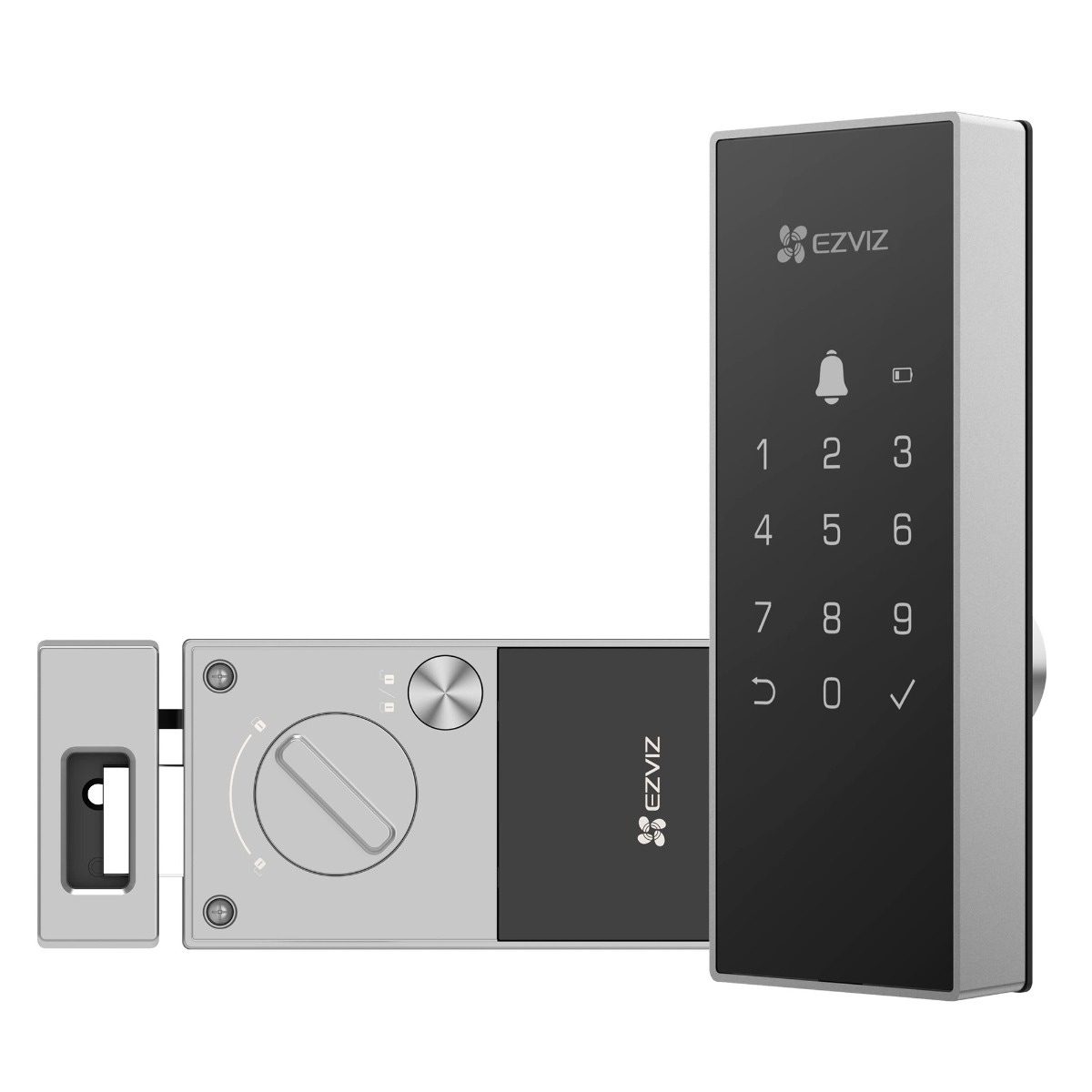 Yala inteligenta EZVIZ CS-DL03 (WP), Wi-Fi, sonerie incorporata, verificare status inchidere, alarma anti-furt