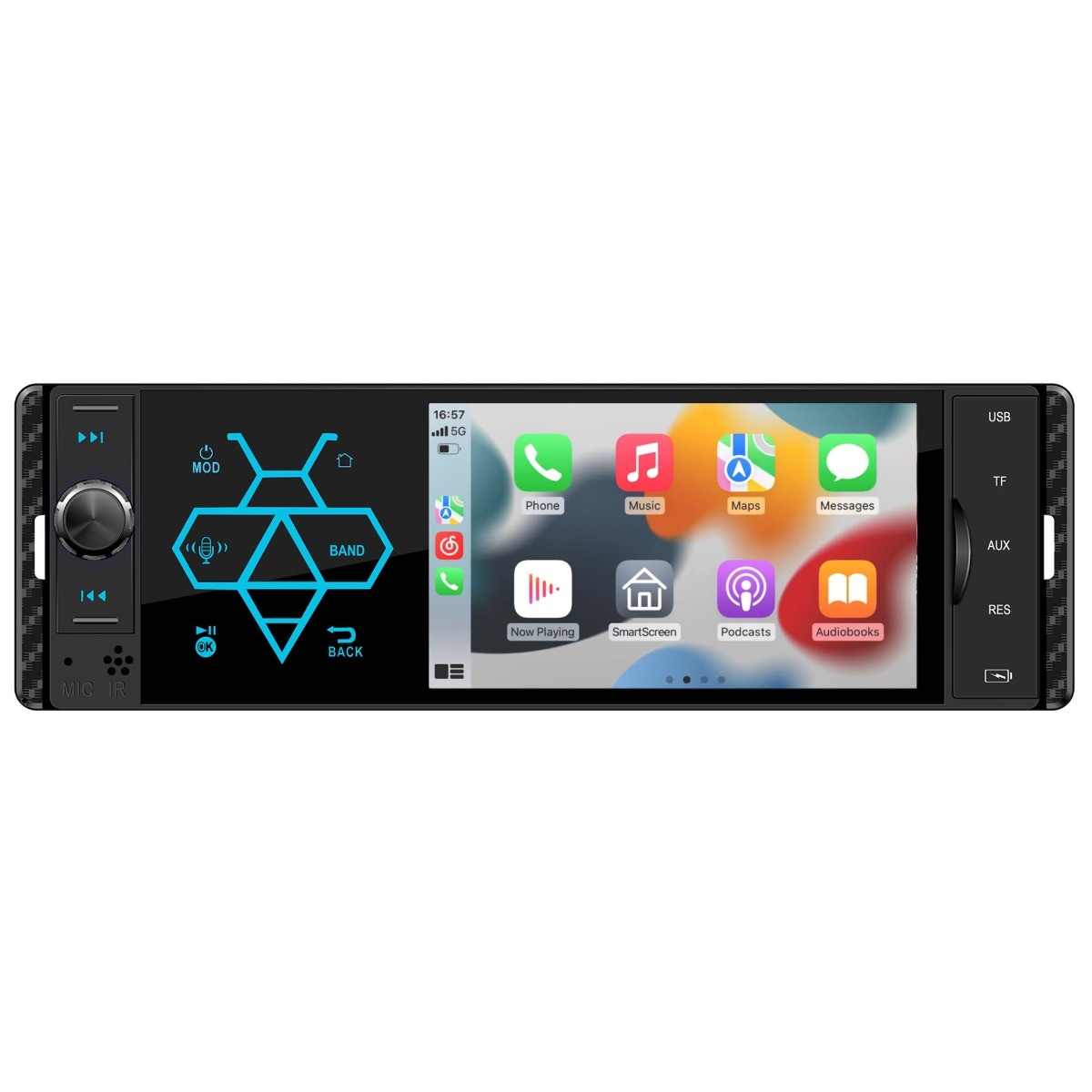 Multimedia player auto, PNI Clementine 9550, radio FM, 4 x 50 W, 1 DIN, Bluetooth, USB, slot card microSD, Aux in, ecran tactil 4 inch, Carplay, functie RDS, telecomanda