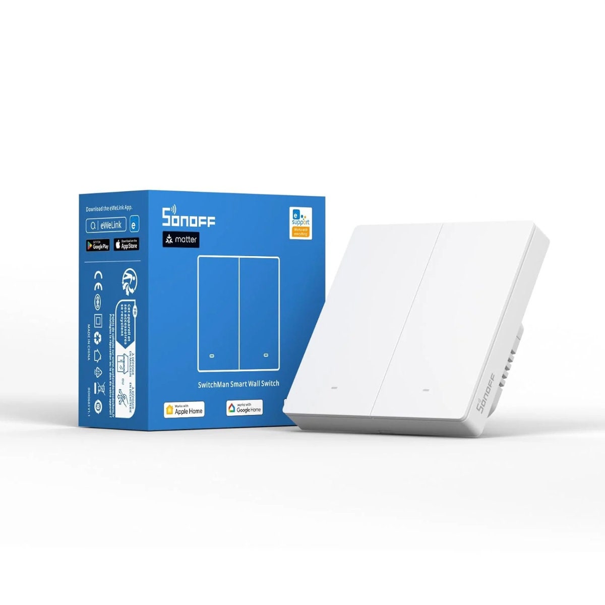 Intrerupator smart / inteligent, dublu Sonoff Matter M5-2C-86W, 10 A, Wi-Fi, IP20, incastrat, alb - imagine 3
