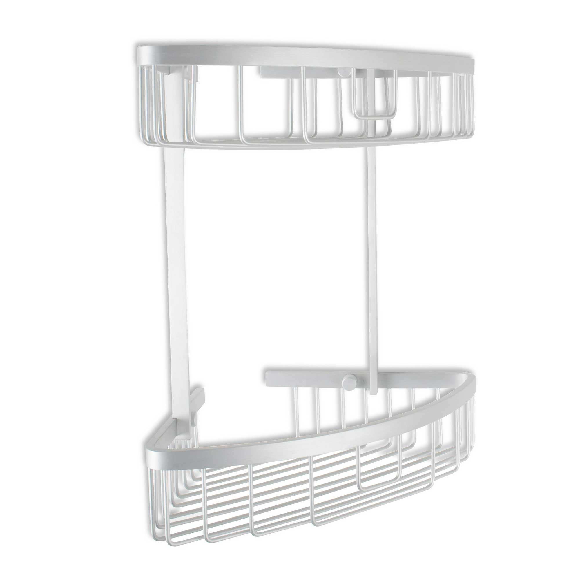 Etajera baie din aluminiu Ice, montaj pe colt, finisaj cromat, doua rafturi, 30 x 22 x 33 cm