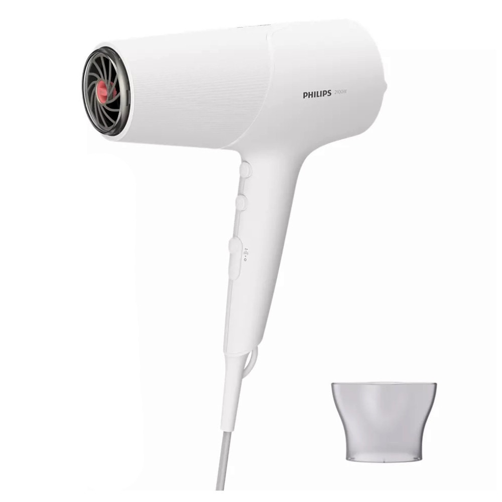 Uscator de par Philips BHD500/00, 2100 W, 3 viteze, 3 setari de temperatura, tehnologie ThermoShield, functie aer rece, alb