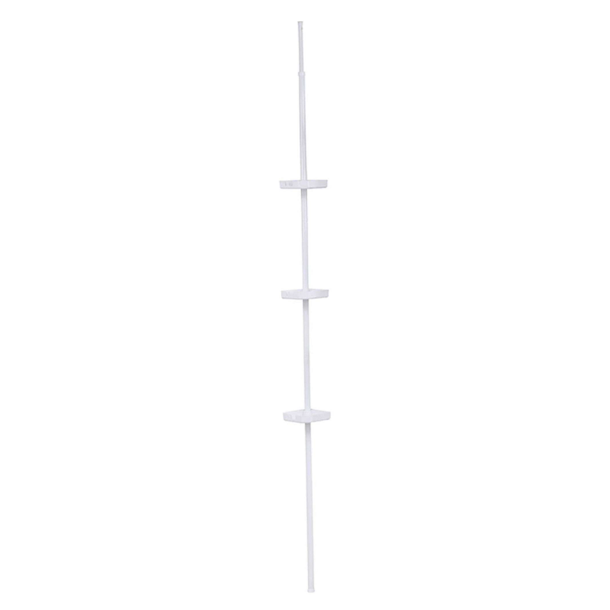 Etajera baie din metal + plastic, Tendance CR96156100, montaj pe colt, alb, trei rafturi, 15 x 20 x 121 cm