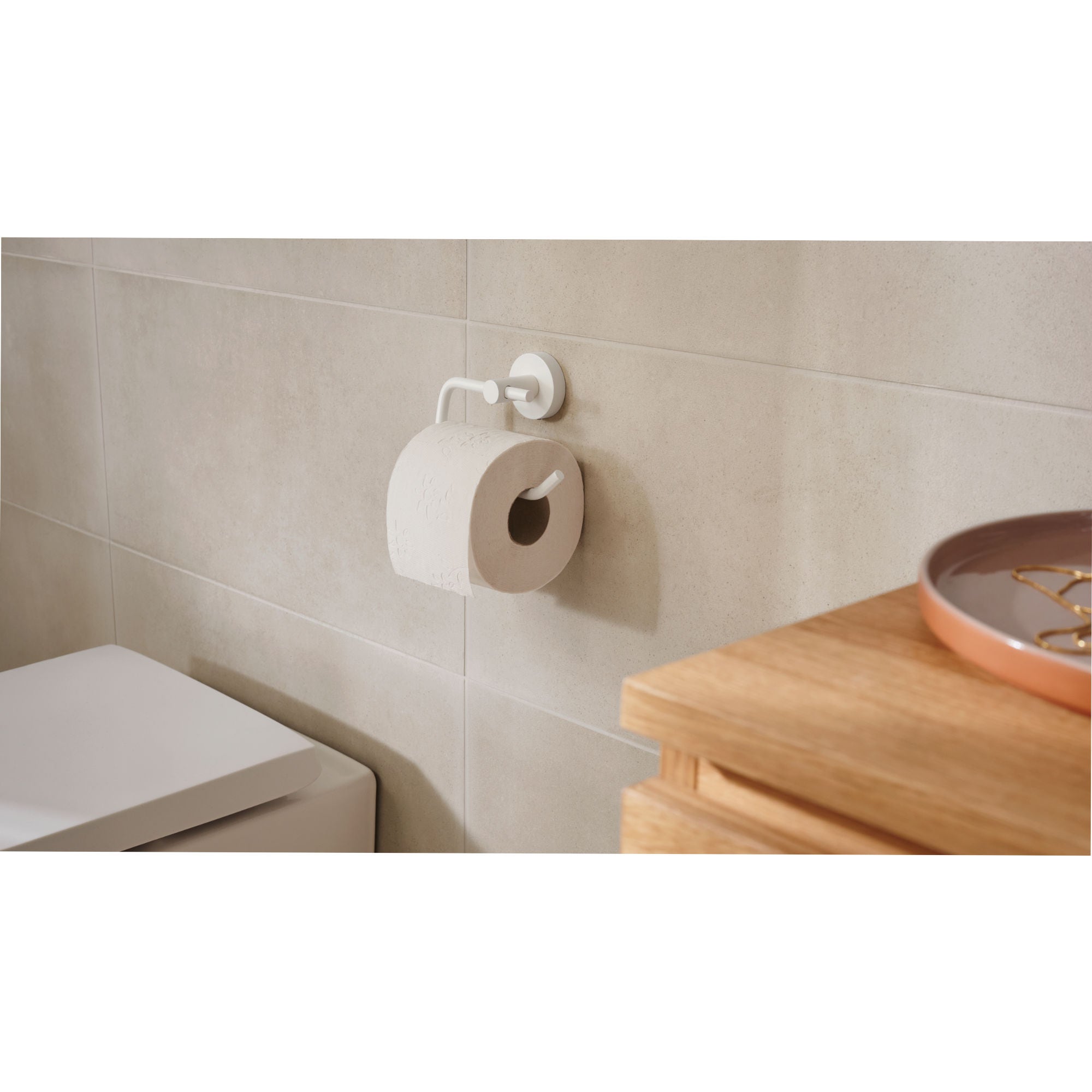 Suport hartie igienica, tesa Moon White 40570, fara clapeta, alb mat, 14 x 9.9 x 5.3 cm - imagine 2