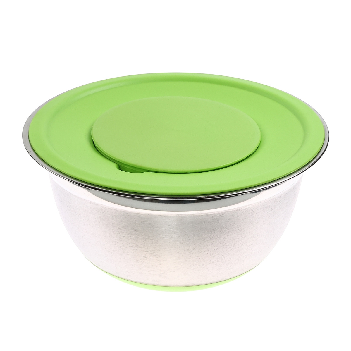 Bol pentru pregatirea mesei VK 4104-22-SWG, cu razatoare, inox + plastic + silicon, argintiu + verde, 22 cm - imagine 2