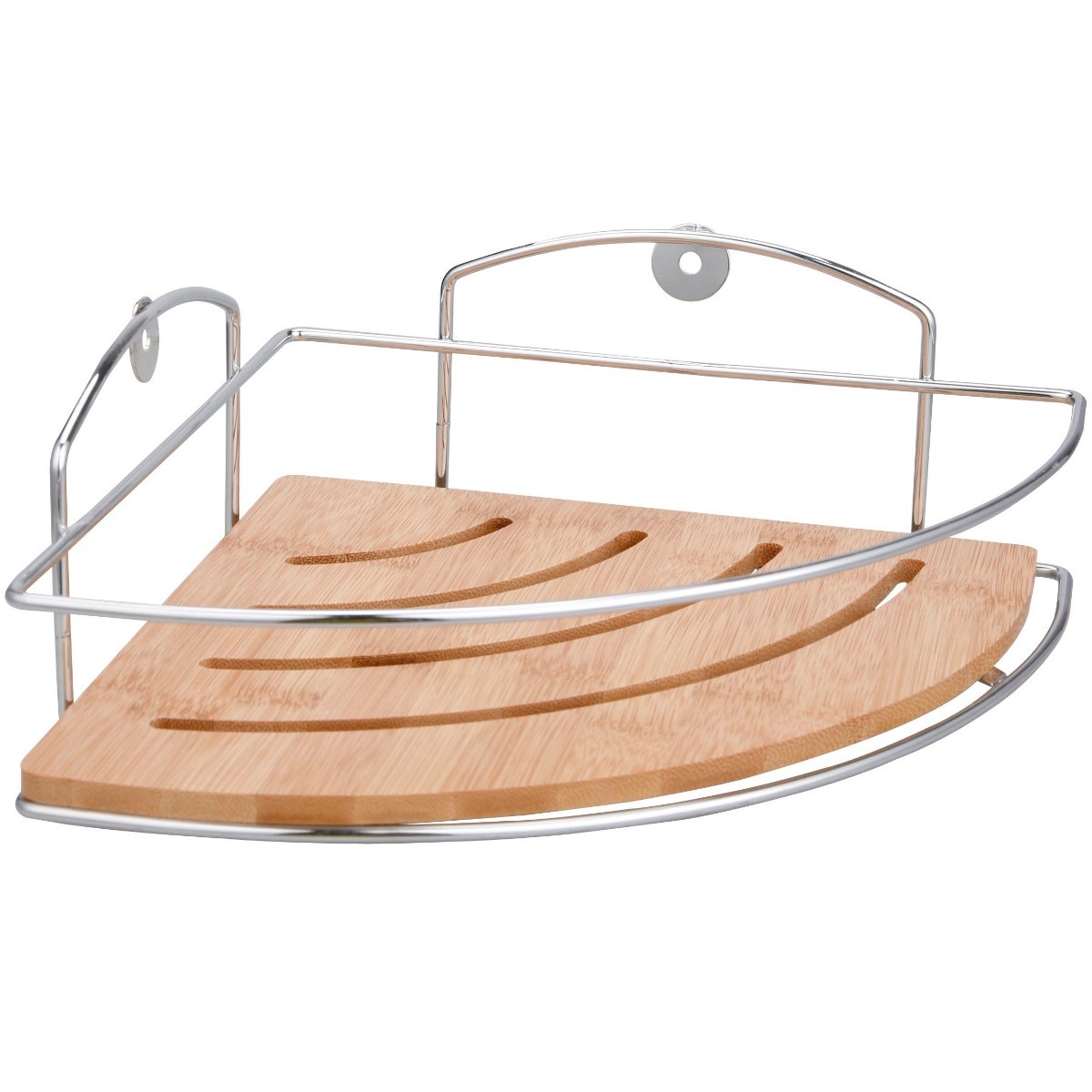 Etajera baie din bambus + fier Kadda BWO-0189D, montaj pe colt, 1 raft, 31.3 x 22.7 x 11 cm