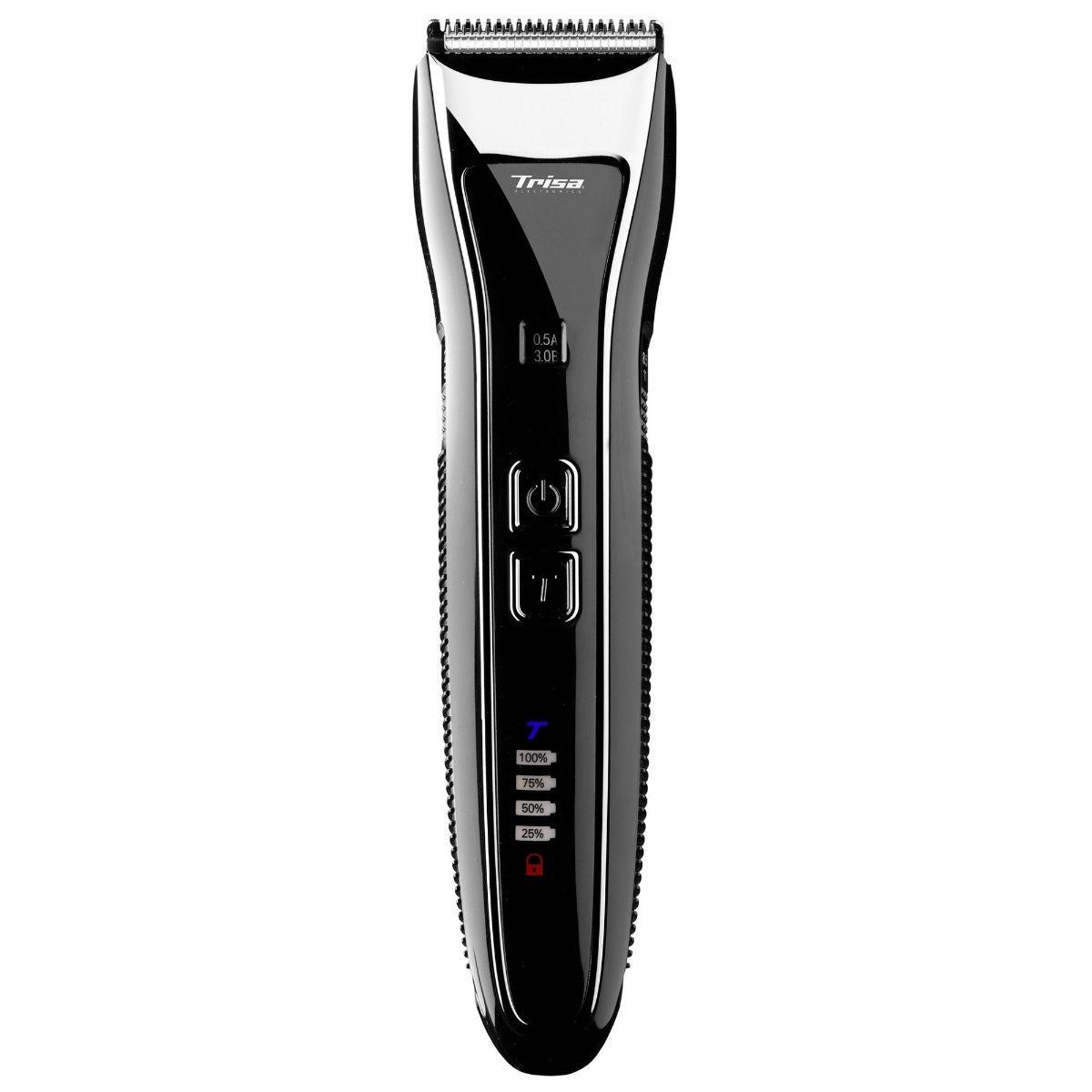 Masina de tuns Trisa Turbo Cut 1719.4210, 4 piepteni detasabili, alimentare acumulator, 0.5 - 32.5 mm, functie turbo, blocare de siguranta, negru