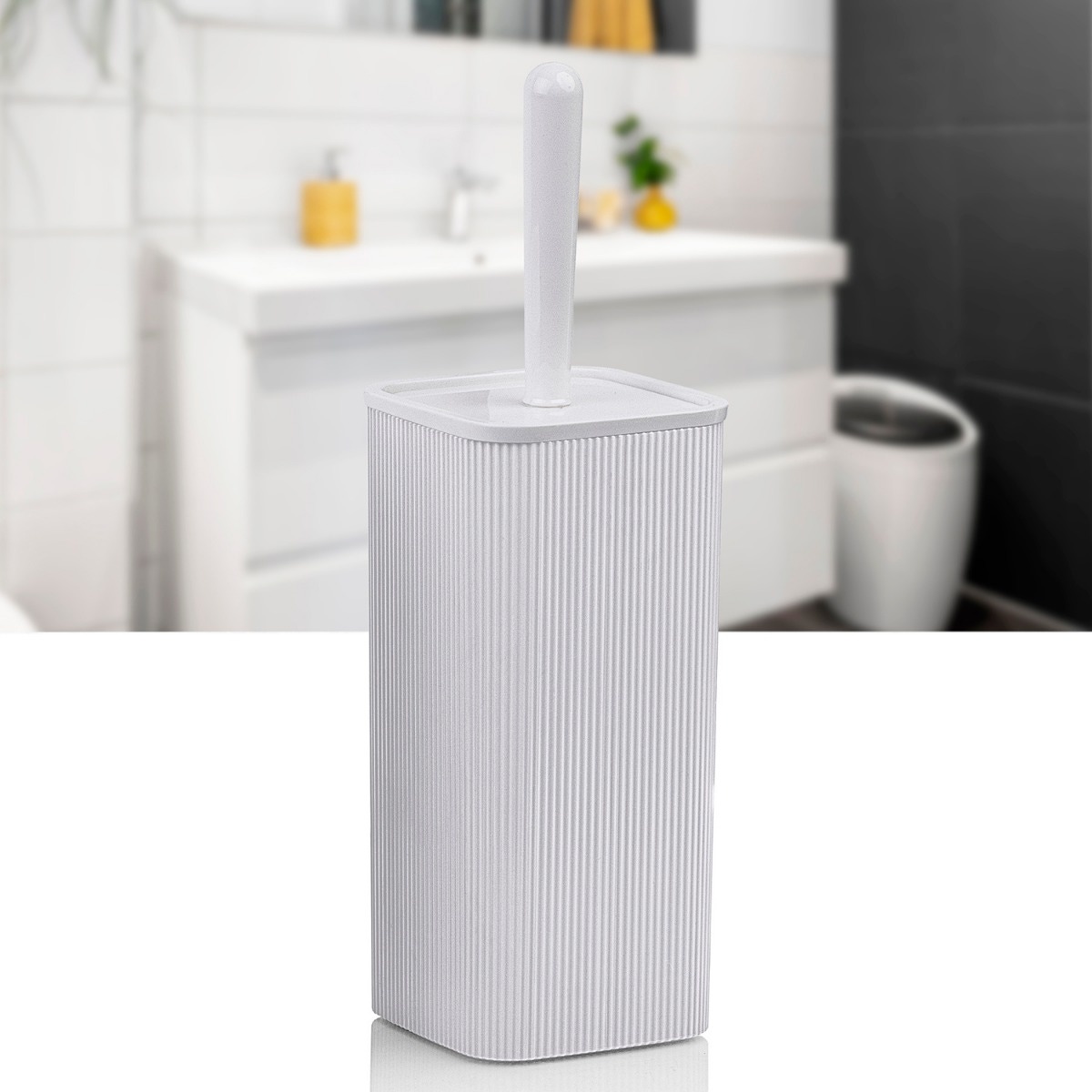 Perie WC Okyanus Home Diva OKY-506, montaj stativ, polistiren + ABS, finisaj alb, 10.2 x 10.2 x 34.2 cm - imagine 2