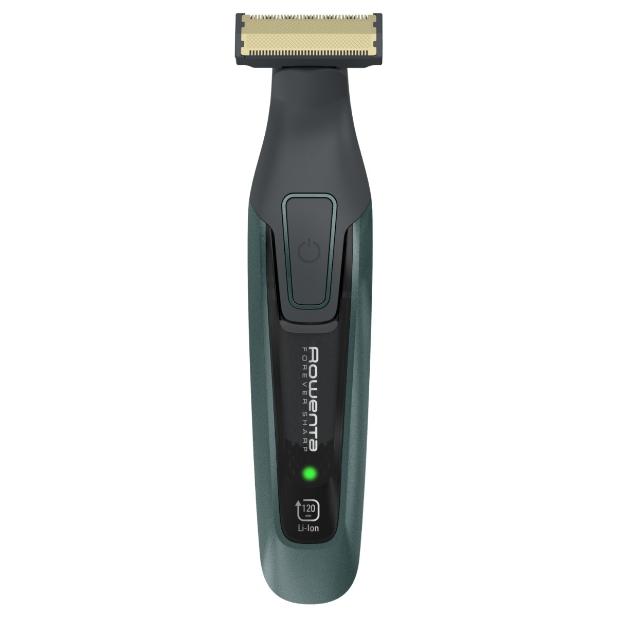 Aparat de ras Rowenta Forever Sharp Comfort TN6044E0, acumulator Li-ion, autonomie 120 minute, 6 setari de lungime, lame inox, tehnologie autoascutire, negru + verde