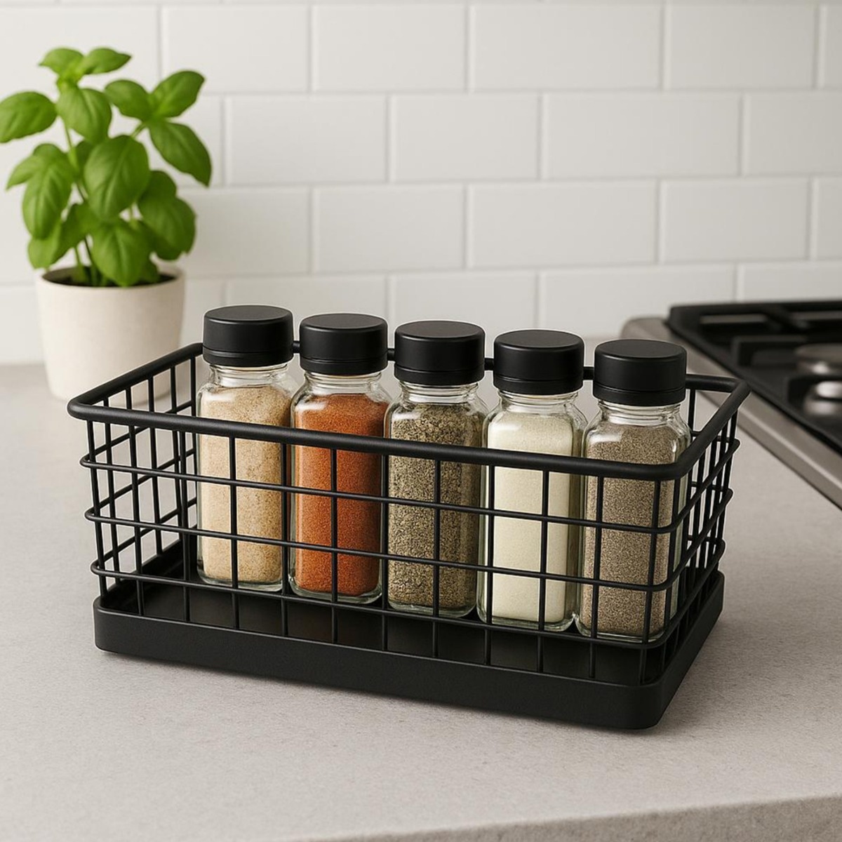 Organizator baie, Okyanus Home Metalife AS-874, otel, negru, 23 x 13 x 10.5 cm - imagine 2