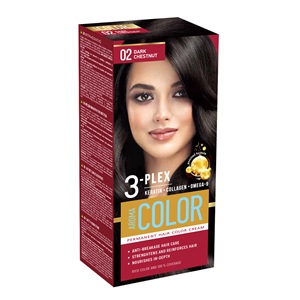 Vopsea de Par Nr.02 Castaniu Inchis cu 3-Plex Complex Keratin Colagen Omega 9