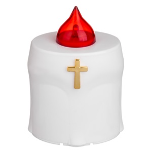 Lumanare Decorativa cu Flacara LED cu Tematica Religioasa Cruce & Baterii 8.5x6x11cm