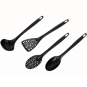 Set Usensile de Servit Masa din Plastic Negru - 4buc