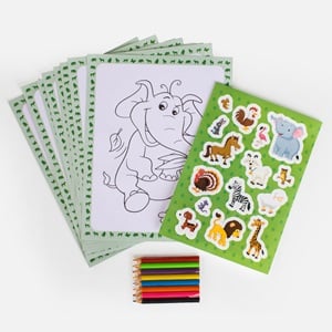 Set de Colorat cu Autocolante Animalute 20.5x26.5cm - 10F