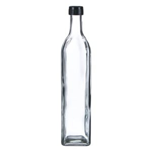 Recipient din Sticla Transparenta cu Capac Negru pentru Ulei 500ml