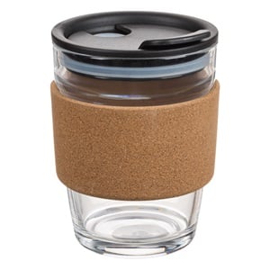 Pahar din Sticla cu Pluta & Capac din Plastic 300ml