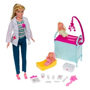 Papusa Medic Pediatru cu 2 Bebelusi