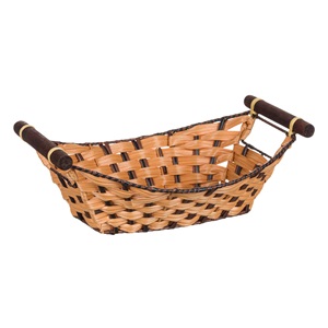 Cos Decorativ din Plastic cu Manere din Lemn Maro 34x22x12cm