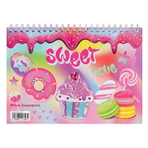 Bloc de Desen A4 cu Spirala Coperta Donuts Cupcake Confeti - 40F
