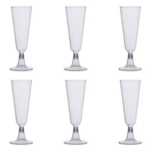 Set Pahare Reutilizabile din Plastic Transparent pentru Sampanie 150ml - 6buc