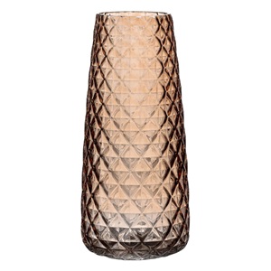 Vaza Flori Decoriativa din Sticla Caramel Romburi Reliefati Ø10x21cm