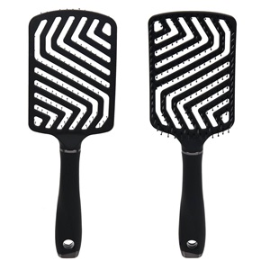 Perie Par Plata Patrata din Plastic Neagra Model Zigzag 26cm