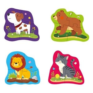 Puzzle cu 4 Animale pentru Copii (16 piese)