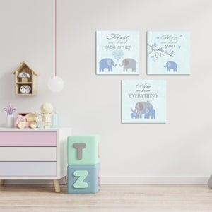Canvas Decorativ Familie Elefanti 25x25x1cm - 3buc