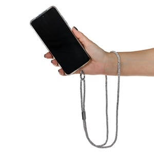 Curea de Gat Argintie cu Strass pentru Husa Telefon Mobil 48cm