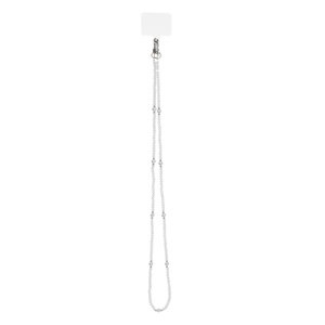 Curea de Gat Rozariu Frosty cu Margele Albe pentru Husa Telefon Mobil 48cm