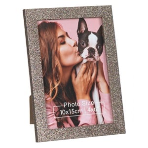 Rama Foto din Lemn Roz Bej Sampanie Glitter 10x15cm