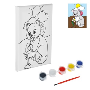 Set Pictura Canvas Pisica cu Vopsea & Pensula 20x15cm