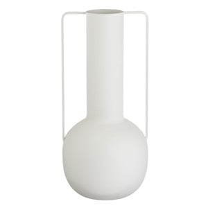 Vaza Metalica Ecru Mata cu Doua Manere Ø14x30.5cm