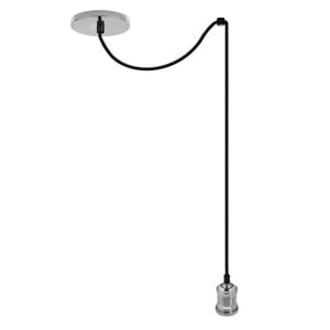 Cablu Pendul cu Siret Negru & Dulie Inox 1.5m