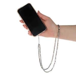 Accesoriu Telefon Mobil Curelusa cu Margele Gri 38cm