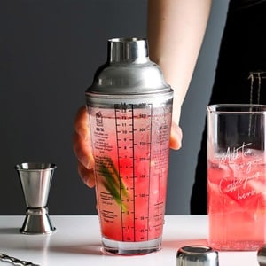 Shaker din Sticla cu Capac din Otel Inoxidabil pentru Cocktail 450ml