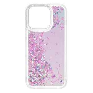 Husa Telefon Mobil Lila cu Lichid si Confeti Holografic iPhone Pro 14