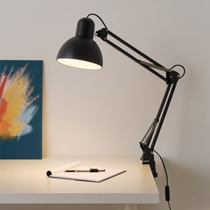 Lampa de Birou Neagra cu Clips & Brat Pliabil
