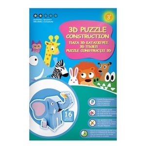 Puzzle - Constructie 3D Elefant cu Miscare (16 piese)