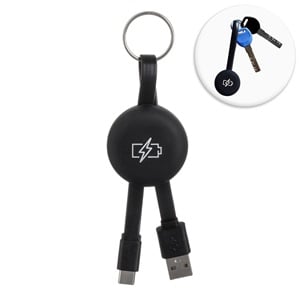 Cablu USB Type C Extensibil Negru cu Breloc 13cm