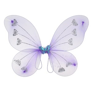 Aripi Deghizare in Fluture Lila cu Glitter Argintiu Fluture Holografic 47x38cm