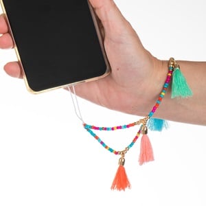 Accesoriu Telefon Mobil Bratara cu Margele & Ciucuri 13cm