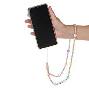 Accesoriu Telefon Mobil Curelusa cu Margele Colorate "Happy" 38cm