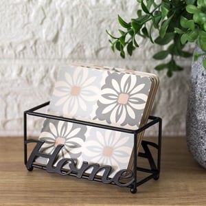 Suport Metalic Dreptunghiular pentru Suporturi Pahare "Home" 12x5x5.5cm
