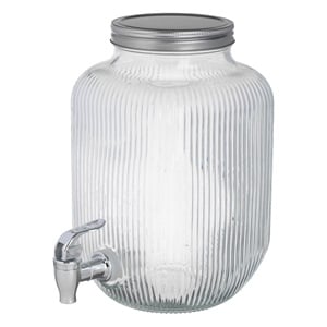 Dozator Bauturi de Sticla cu Dungi & Robinet 14x14x26cm - 4L