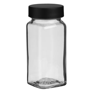 Solnita din Sticla Transparenta cu Capac Negru 4x4x10cm