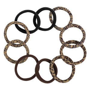 Elastice de Par Frotte Maro Negre cu Model Leopard Zebra pentru Femei - 10buc