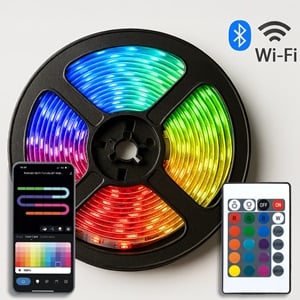 Banda Autocolanta Strip Light WiFi (RGBW+Alba) cu Telecomanda 12W - 3m