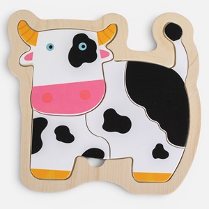 Puzzle din Lemn Vaca (4 Piese) 13,5x14cm
